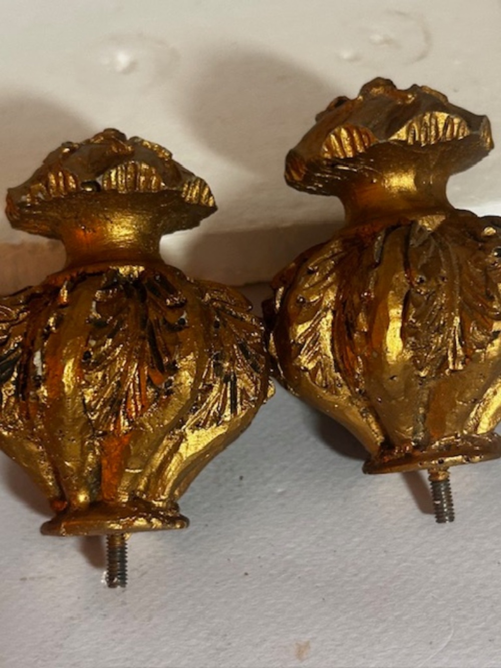 Pair of Vintage Gold/Gilt Drapery Finials 3.5"